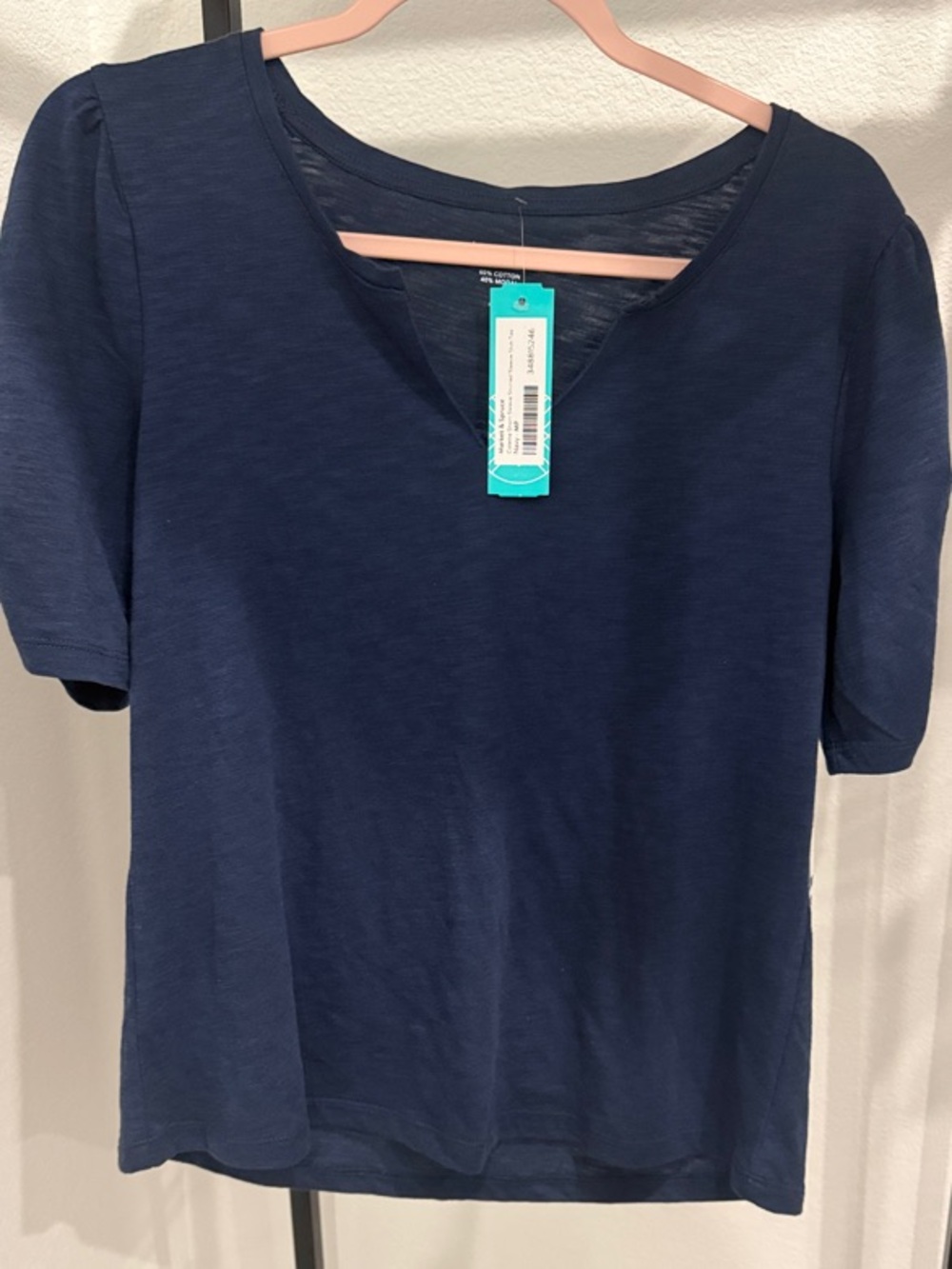 Market & Spruce Navy V-Neck Short Sleeve Tee